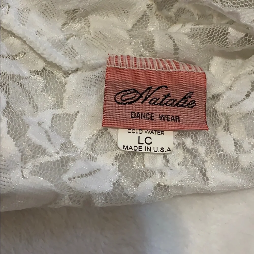 Natalie dance wear girls white lace tank L